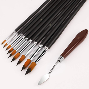 Pinceles de acuarela para artistas, juego de 9 pinceles de pintura redondos de diferentes tamaños, para acuarelas, acrílicos y tintas - Product Image 2