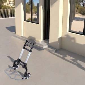 Chariot à bagages pliant en alliage d'aluminium Chariot de magasinage portable pour l'extérieur avec tige de traction - Product Image 4