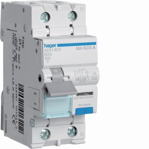Compatibile con Hager Adh 925 Rcbo 1p+N 25a Curva B 30mA Protezione da Guasto a Terra - Product Image 1