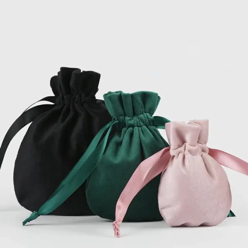 लक्जरी रोबेन मल्टीकोर नरम अनुकूलन गहने उपहार बैग मखमली फ्लैनेल पाउच ड्रॉस्ट्रिंग सौंदर्य गहने बैग
