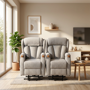 Living Room Recliner Sofa Light Gray Dual Motor Lift Chair with Heating <b>Zero</b> Gravity Wheels for Elderly - Product Image 3