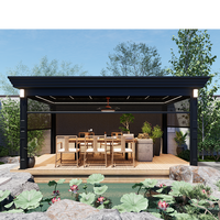Pergola extérieure en aluminium sur mesure avec lames motorisées, toit automatique en aluminium thermolaqué, y compris un store enrouleur