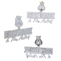 Pendentif Lettre BILLIONAIRE en Zircon Cubique (CZ) style Hip Hop, Bijoux en Gros pour Chaîne Cubaine