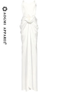 Alta costura moda señoras elegante fuera del hombro con cordones plisado Slim Empire vestido Bodycon 100% seda Floral vestido antiarrugas - Product Image 2