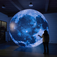 Ballon gonflable géant en PVC de 2m, 3m, 4m, modèle Lune, planète, avec lumière LED