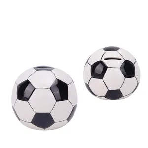 Redeco novo design criativo cofrinho de futebol cofrinho legal para adultos cofrinho de futebol de cerâmica para presentes decoração de casa