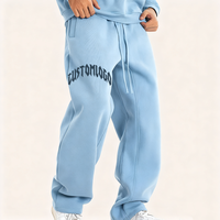 Pantalones Jogger Personalizados al por Mayor para Hombre, de Algodón y Poliéster, Cómodos, Azules, Casuales, Holgados, con Cordón Ajustable