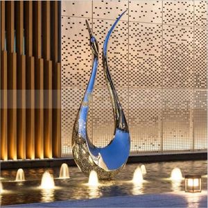Escultura Iluminada Art Deco de Acero Inoxidable Multifuncional, Resistente al Agua, para Montaje en Suelo, Arte Paisajístico Nocturno para Exteriores, Modelo M115 - Product Image 5