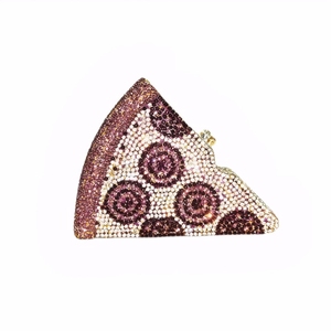 Bolso de Noche de Lujo para Mujer con Diseño de Pizza, Brillante con Pedrería, Cartera de Mano con Cadena Desmontable para Festivales, Halloween, Navidad - Product Image 5