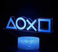 การออกแบบวิดีโอเกมยอดนิยม PS5 Game Zone 3D โคมไฟเล่นเกมพัดลมตกแต่งห้องของขวัญไฟ LED 3D โคมไฟภาพลวงตาจากโรงงาน
