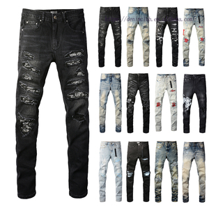 2025 Bán Buôn Kubi Jeans Thiết Kế Thương Hiệu Châu Âu Và Người Đàn Ông Mỹ Của Lỗ Thời Trang Vải Thư Căng - Product Image 1