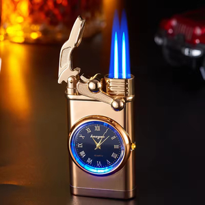 Encendedor Creativo con Reloj de Doble Llama, Mecheros de Gas Recargables, Regalo para el Día de San Valentín, Otros Encendedores - Product Image 3