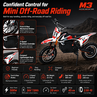 Mini moto électrique tout-terrain M3 pour enfants et adolescents, batterie amovible 36V 7.8Ah, moteur moyeu 650W, vitesse maximale 28 km/h, avant/arrière