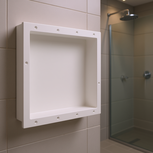 Niche de douche encastrée blanche 16,1x20,1x3,9 pouces, étagère de salle de bain en plastique, imperméable, à un seul niveau - Product Image 2