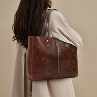 Sac fourre-tout de créateur pour femmes sacs à bandoulière en cuir véritable pour femmes sacs à main pour femmes en cuir de vache ciré à l'huile de luxe personnalisé