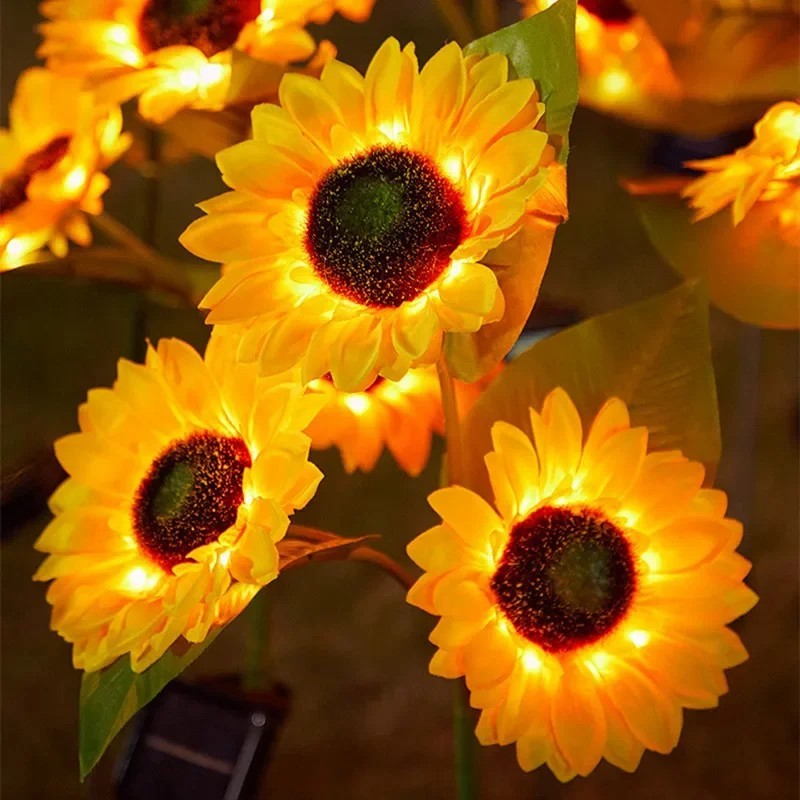Solar Sunflower Garden Light Flowers Outdoor Waterproof Solar Stake Lights for Back Yard Flower Bed Pathway Patio Porch Spring