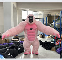 Costume de Mascotte Gonflable Géant Gorille Rose 2,2M 2,6M 3M pour Publicité et Événements d'Halloween, Aspect Réaliste