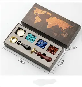 Custom Classic Wooden Seal Wax and Stamp Set Gift Box Wax Seal Stamp Kit