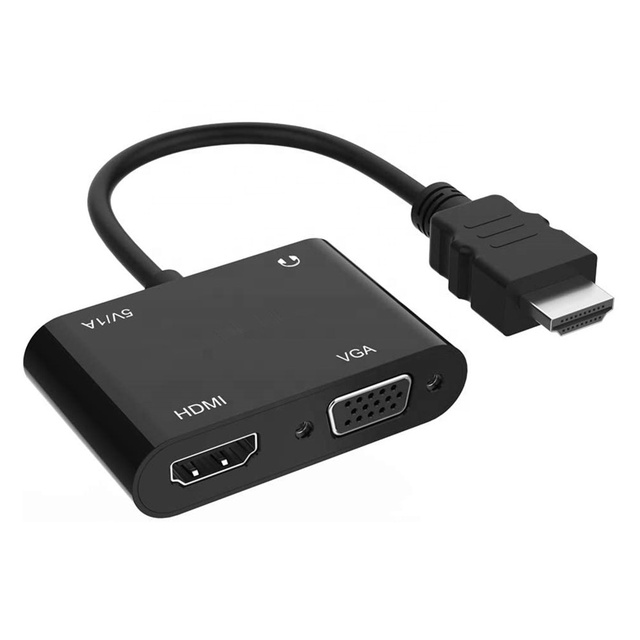 4K 60Hz HDMI to HDMI and VGA 3.5mm Audio Jack Adapter Converter for Desktop Computer and Laptop and Monitor and Projector Etc