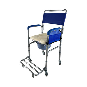 Chaise de toilette portable avec roulettes pour personnes âgées et handicapées, structure en acier carbone, 4 roulettes, utilisation pratique - Product Image 3