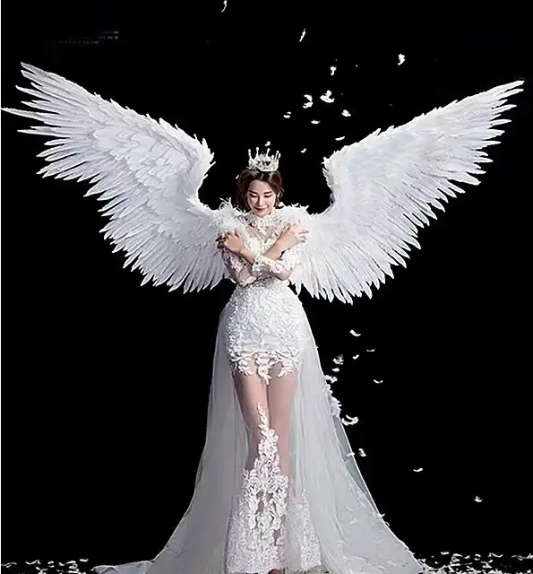 bianco grande adulto piuma costume del partito del puntello della  decorazione del partito angelo ali