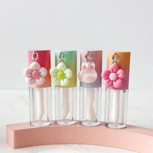 Хит продаж, круглая трубка для блеска для губ, 4 мл, с кисточкой и милым кулоном, градиентный цвет, контейнер для блеска для губ, косметическая упаковка - Product Image 5