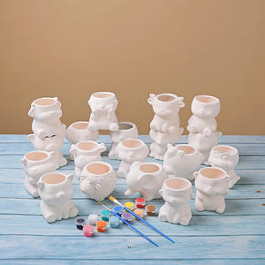 Grand pot de fleurs en céramique émaillée P241 pour le bricolage, mini-animal mignon (hibou <span class=keywords><strong>renard</strong></span>), jardinières succulentes pour la maison et le sol du jardin - Product Image 4