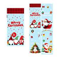 Paquete de 50 Bolsas de Celofán Transparentes OPP con Estampado Navideño de Santa Claus, para Dulces, Galletas y Regalos, con Lazos, para Panadería