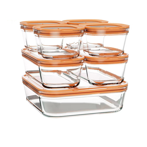 Contenedor de almacenamiento de alimentos de vidrio borosilicato 200ml 1000ml Juego de tazones Fiambrera apilable para microondas con tapa de vidrio de silicona - Product Image 5