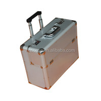 Valise de pilote de chariot en aluminium argenté dur personnalisable Bagages de transport de vol de train Boîte de transport de train en pénurie OEM/ODM