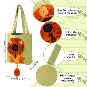Sac de transport pour animaux de compagnie en toile souple en forme de lion - Fermeture éclair sécurisée, ouverture réglable, sac fourre-tout portable pour petits chiens et chats - Product Image 2