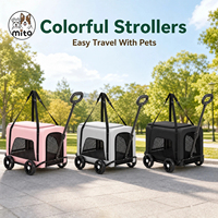 Poussette pour animaux de compagnie Mito Fashion, durable, respirante, pliable, en aluminium, 4 roues, fermeture éclair, légère, portable, pour chats et chiens, voyage