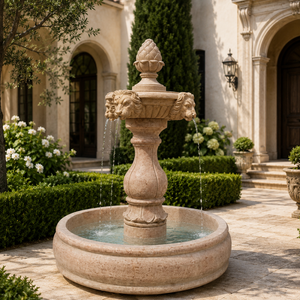 Fuente de Jardín Clásica Beige para Exteriores con Figuras Clásicas y Fuente de Agua para Plaza - Product Image 1