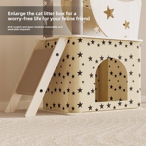 Cat Tree Luxury House Integrated Cat Tree Wooden Luxury Minimalist Multi-layer <strong>Scratching</strong> <strong>Post</strong> Large Size for <strong>Kitten</strong>/Cat Room - Product Image 3