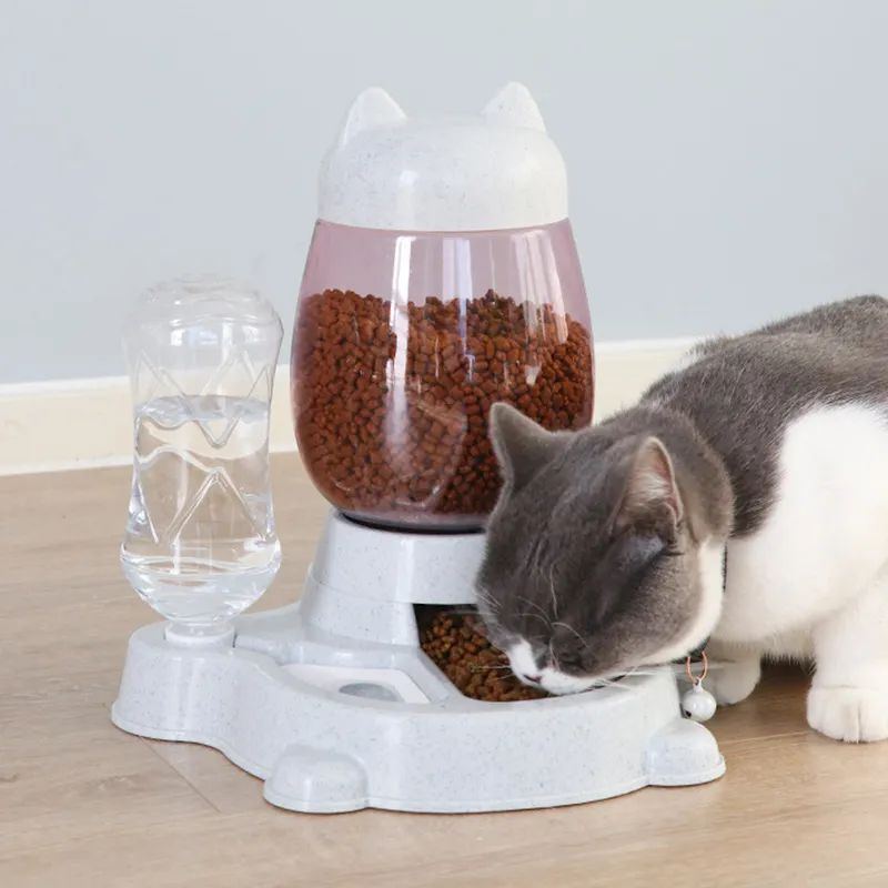 חדש מזון מים 2 ב 1 Dispenser חיות מחמד חתול מזון קערת כלב קשת כלב מזין אוטומטי