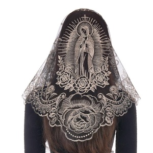 Nouvelle conception de voile catholique brodé, dentelle d'église, <span class=keywords><strong>mantille</strong></span> espagnole en dentelle - Product Image 4