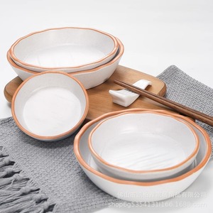 <b>Melamine</b> <b>plates</b>, serving dishes, restaurant plastic crayfish round <b>plates</b>, white saucers, round commercial rice bowls, - Product Image 1