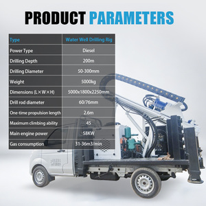 Petite foreuse hydraulique diesel montée sur camion pour puits d'eau, 200 m, pour l'Afrique - Product Image 2