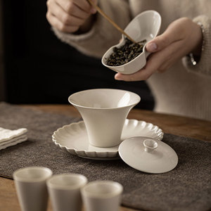 Guanlan Wood Ash Gaiwan Porcelain <b>Tea</b> <b>Set</b> With Lid For Kung Fu <b>Tea</b> Brewing And Serving 2024 Edition - Product Image 3