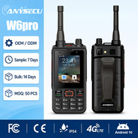 Anysecu W6 Pro 4G PoC UHF DMR Talkie-walkie Android 10 GPS Beidou 4200mAh 2+16G Double Mode Intelligent IP6 Radio Bidirectionnelle 2.4 Pouces