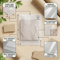 Sac en papier glassine semi-transparent, pochette auto-adhésive, entièrement biodégradable, respectueux de l'environnement, pour l'emballage de vêtements