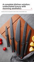 Ensemble de couteaux de cuisine de luxe 6 pièces dans une boîte magnétique, en acier inoxydable, pour cuisinier, utilisation générale, trancher, pain, éplucher, peler