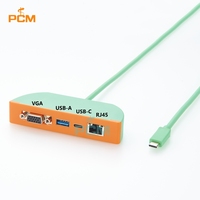 Hub Ekspansi 4-in-1 USB-C ke USB-A USB-C VGA RJ45 LAN 1080P 1000Mbps untuk Kontroler Industri Monitor Otomasi