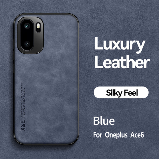 Luxury Leather Texture Magnetic Phone Case for OnePlus Ace6/15R, Silky Feel TPU+PC Shockproof Cover with Full Camera Protection