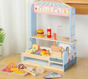 Carrito de tienda de juguetes de madera con <span class=keywords><strong>caja</strong></span> <span class=keywords><strong>registradora</strong></span> <span class=keywords><strong>realista</strong></span>-Supermercado de juego de simulación para niños para jardín de infantes - Product Image 4