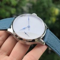 Montre mécanique manuelle simple avec cadran en émail blanc de 41 mm sans graduation, mouvement Seagull St3600k, verre saphir ajouré
