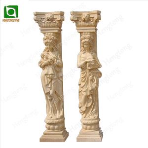 Villa <span class=keywords><strong>Casa</strong></span> Edificio Decorativo Natural Beige Mármol Romano Dama Estatua Tallada <span class=keywords><strong>Pilar</strong></span> Columna - Product Image 1