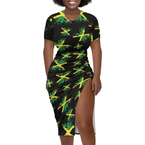 Personalizzare la Jamaica Independence Day Plus Size abiti da festa aderenti abiti da donna abiti da donna eleganti Sexy pieghettati - Product Image 2