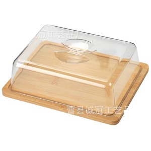 Plateau en bambou avec couvercle transparent pour le stockage du pain et des gâteaux, protection de la fraîcheur - Product Image 5