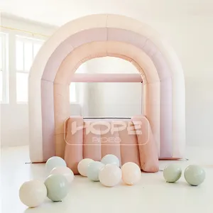 Pastel Inflatable Wedding Bouncy Castle Beige Checkered Balloon Bounce House For Kids And Adults